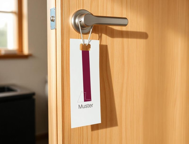 Türhänger – Symbolbild, produziert mit unseren Produktionspartnern: ca. 90 × 250 mm, Bilderdruck 300–350 g/m², Stanzung mit Griffloch